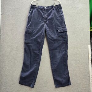 Tyndale Men Pants 33x32 Blue Cargo Canvas Flame Resistance Pockets Workwear